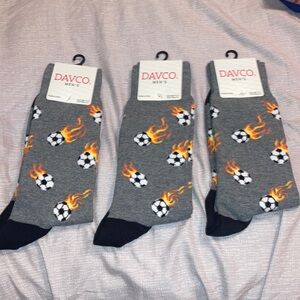 NWT 3 pairs Davco Men’s Soccer Ball On Fire Socks